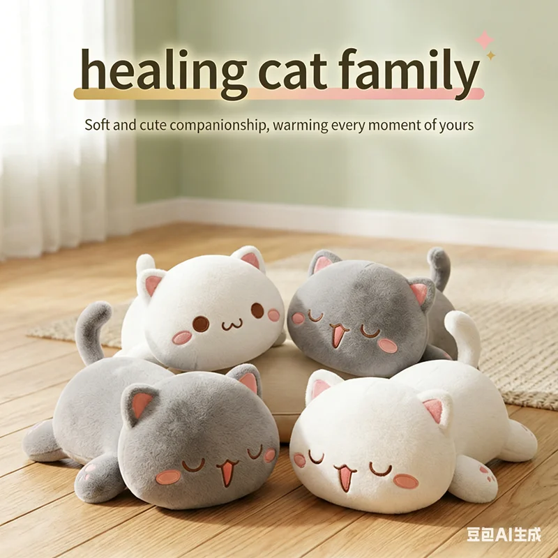 

Healing Series Grey White Cute Cat Plush Toy Soft Stuffed Animal Perfect Birthday Christmas Gift for Kids Cat Lovers Home Decor