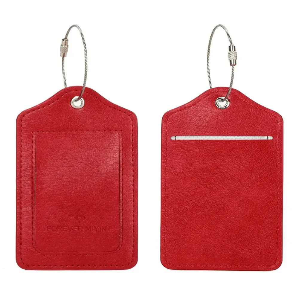 Women Man Anti Loss Wire Rope Loop Leather Luggage Tags Privacy Protection Cover Versatile Baggage Tag Waterproof Boarding Pass
