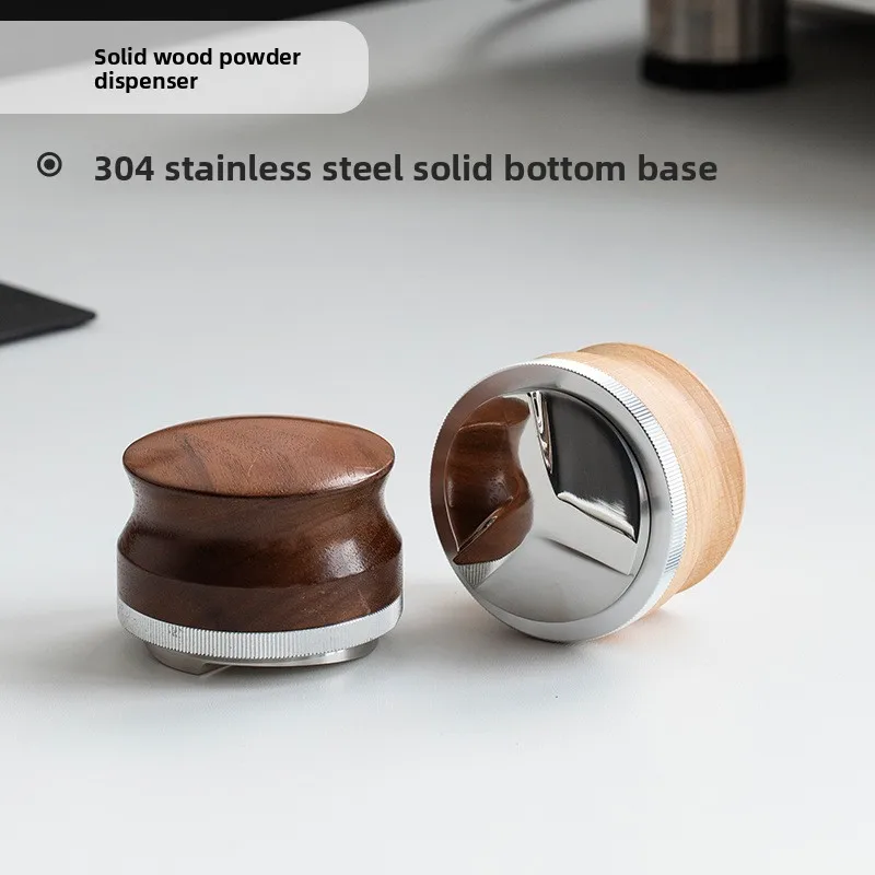 2026 3 Blades Coffee Distributor Wooden Handle Stainless Tamper Fit Espresso Portafilter