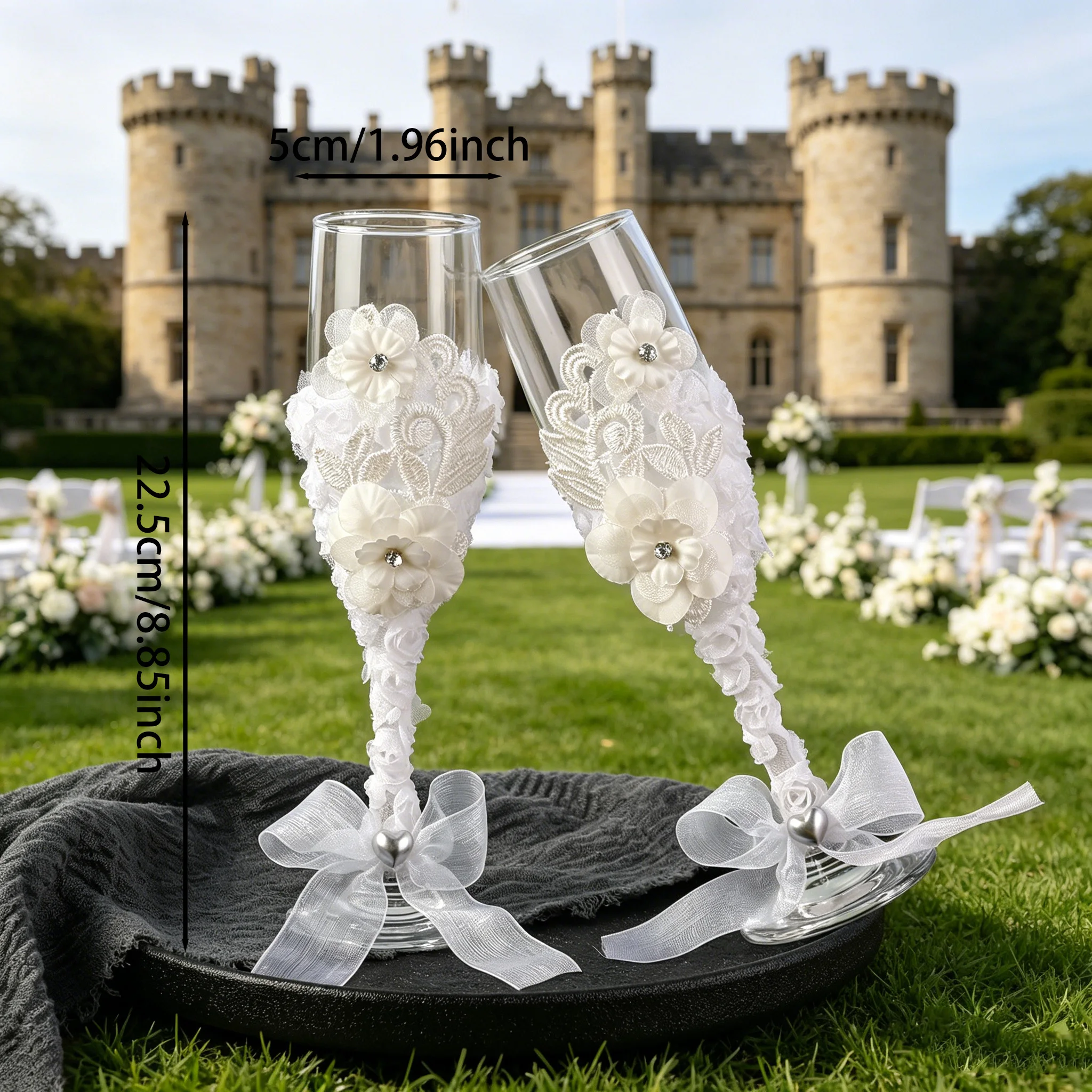 European Style Wedding Champagne Glasses Set High Foot Cup Specialized Couple Wine Glasses for Marriage Exchange And Celebration image 5
