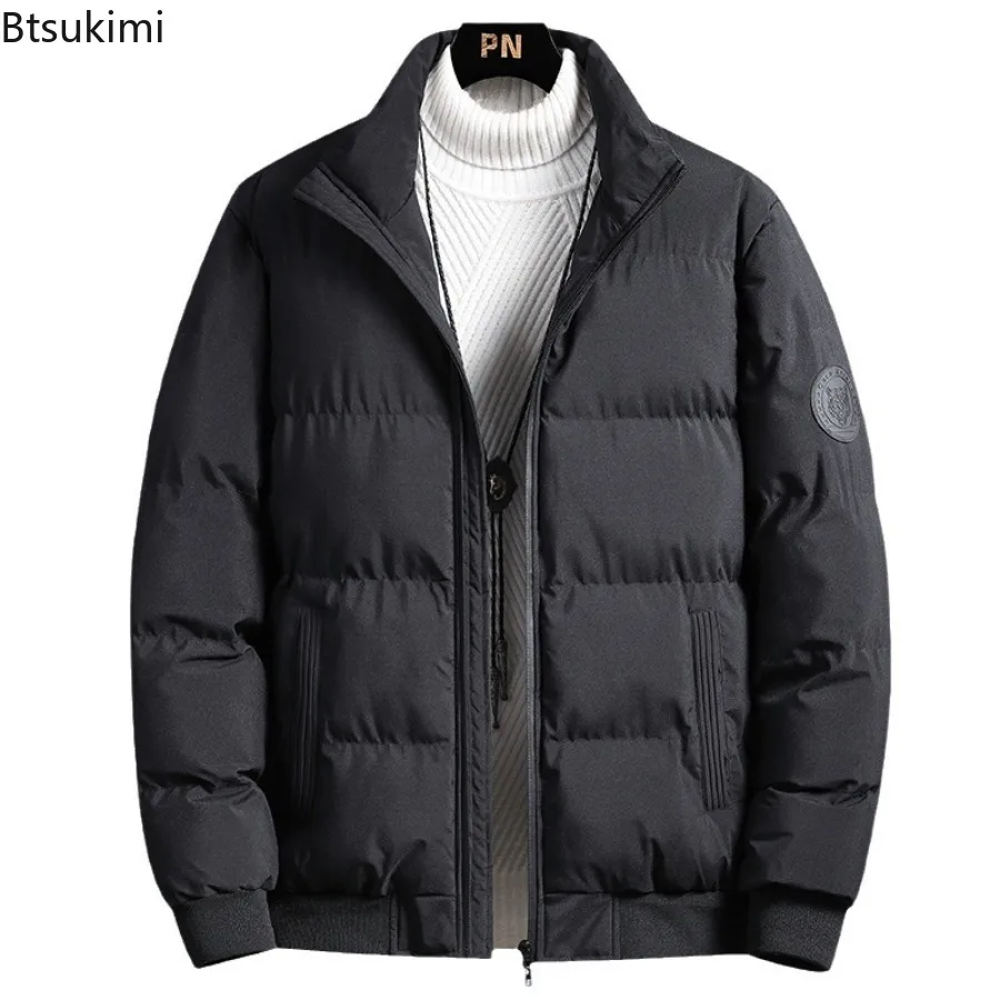 2025 Winter Men's Solid Color Stand-collar Solid-color Thickened Warm and Fashionable New Style All-match Cotton-padded Jackets