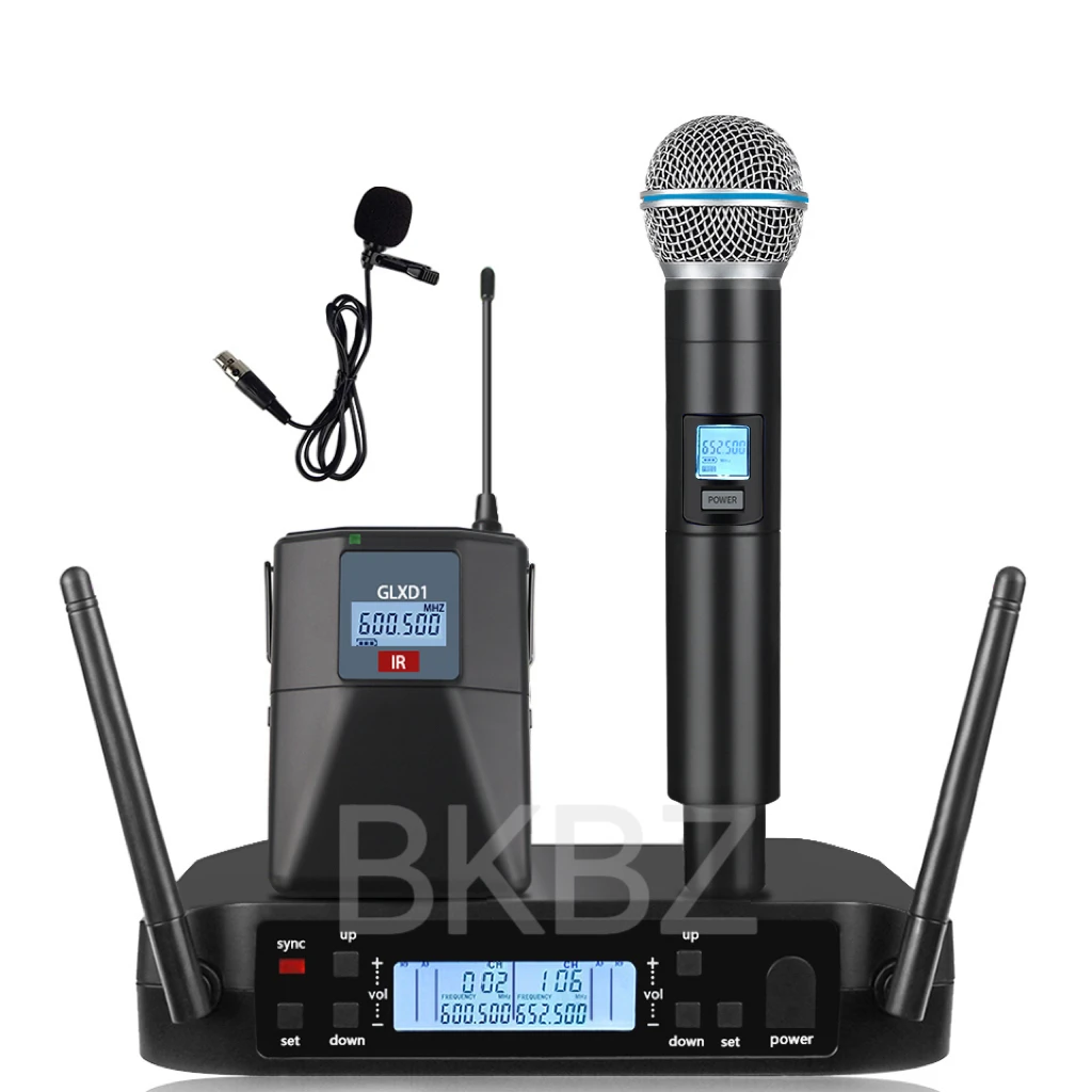 G58 600-699MHz Handheld Headset Profressional Wireless Microphone System UHF 2 channels Automatic Scan Party Singing