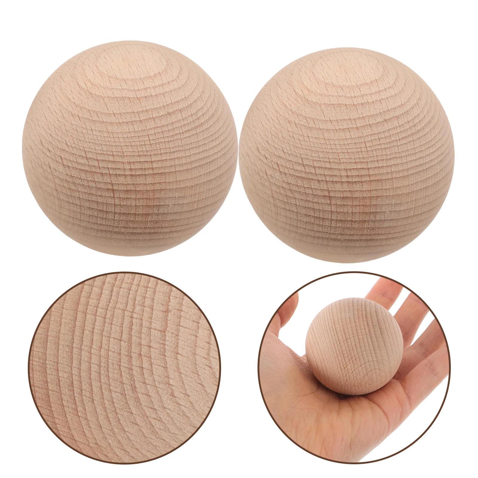 3Pcs Beech Wood Croquet Golf Balls Outdoor Lawn Game Set for Sports and Practice Wooden Balls for Crafts