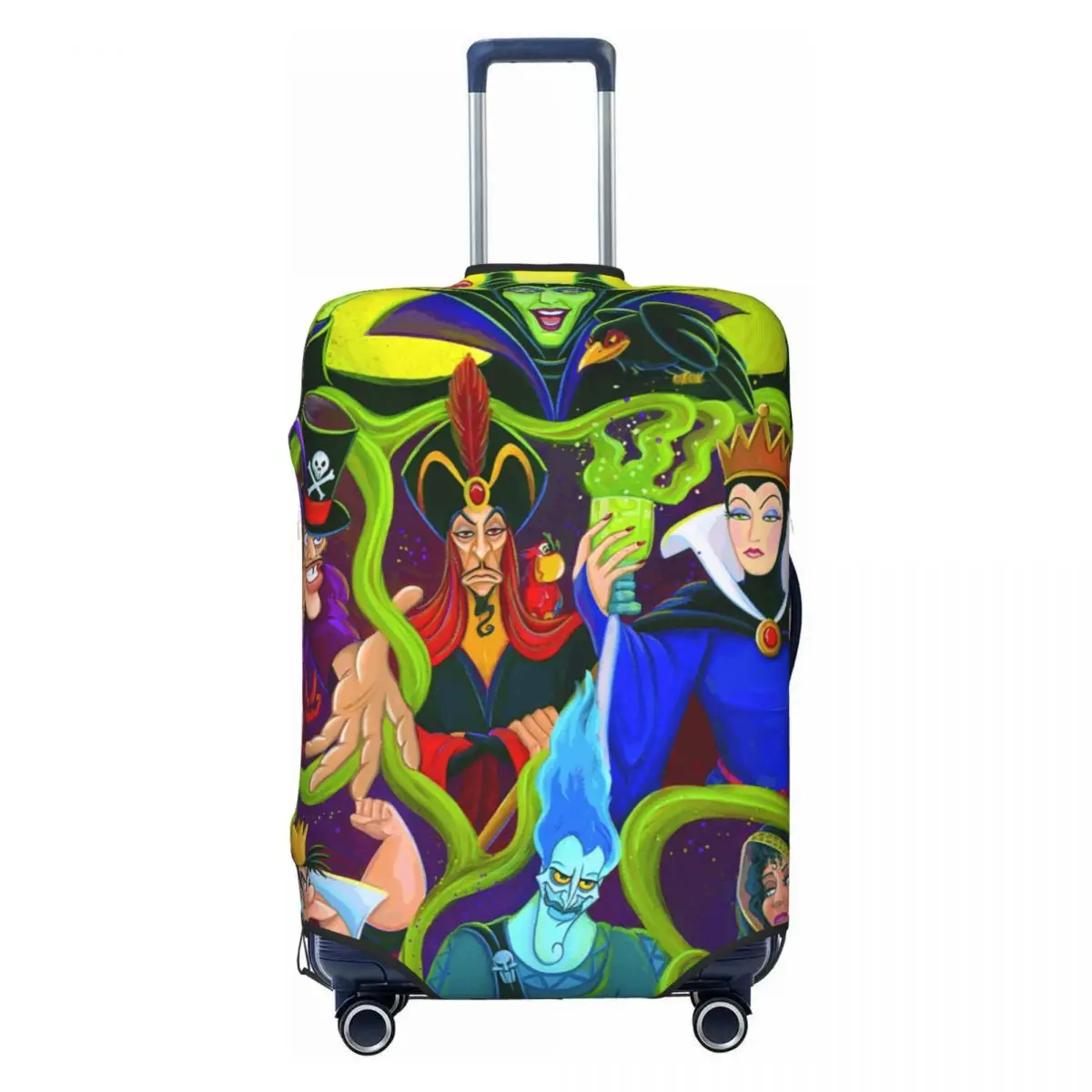 

Чехол для чемодана с мультяшными злодеями, эластичный защитный чехол для багажа, подходит для чемоданов 18-32 дюйма
