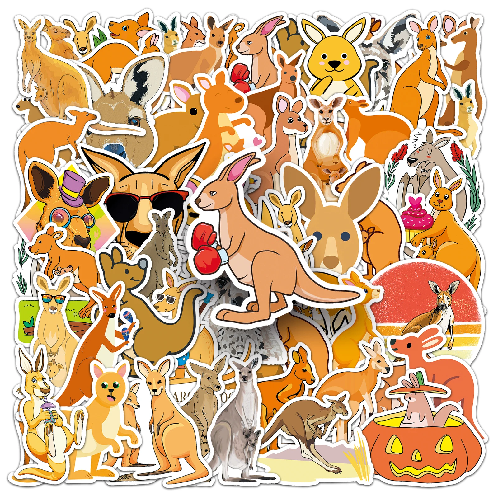 50pc Kangaroo series Cartoon Cute Graffiti Stickers Suitcase Laptop Guitar Skateboard Personalized Decoration Stickers