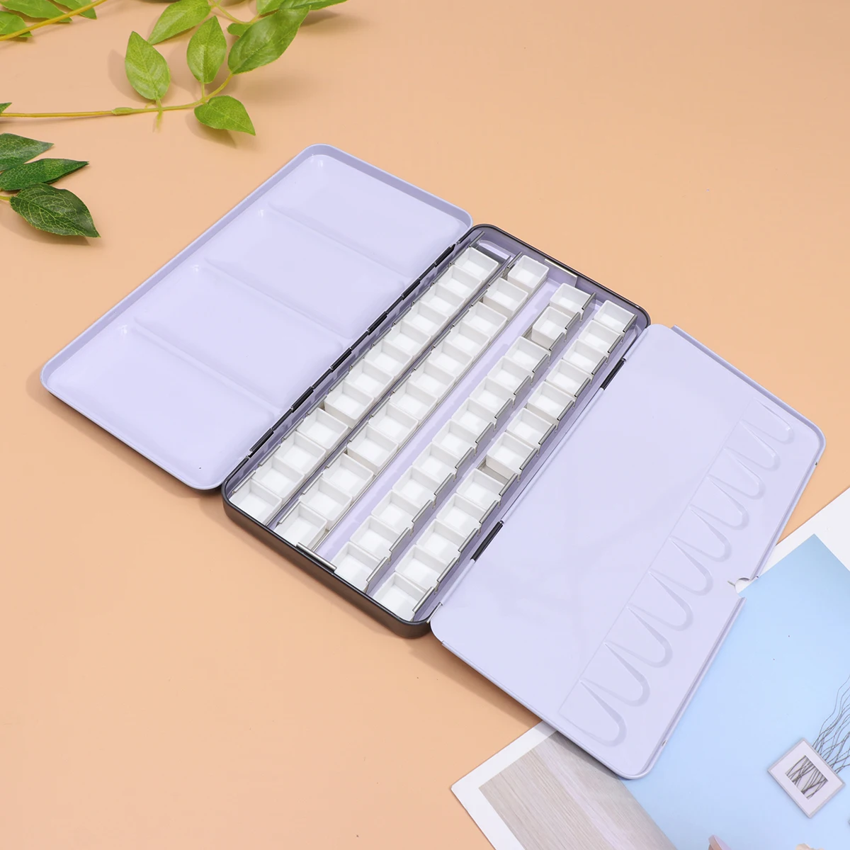 

Water Color Watercolor Kit Paint Palette with Lid Storage Case Empty Tins Paints