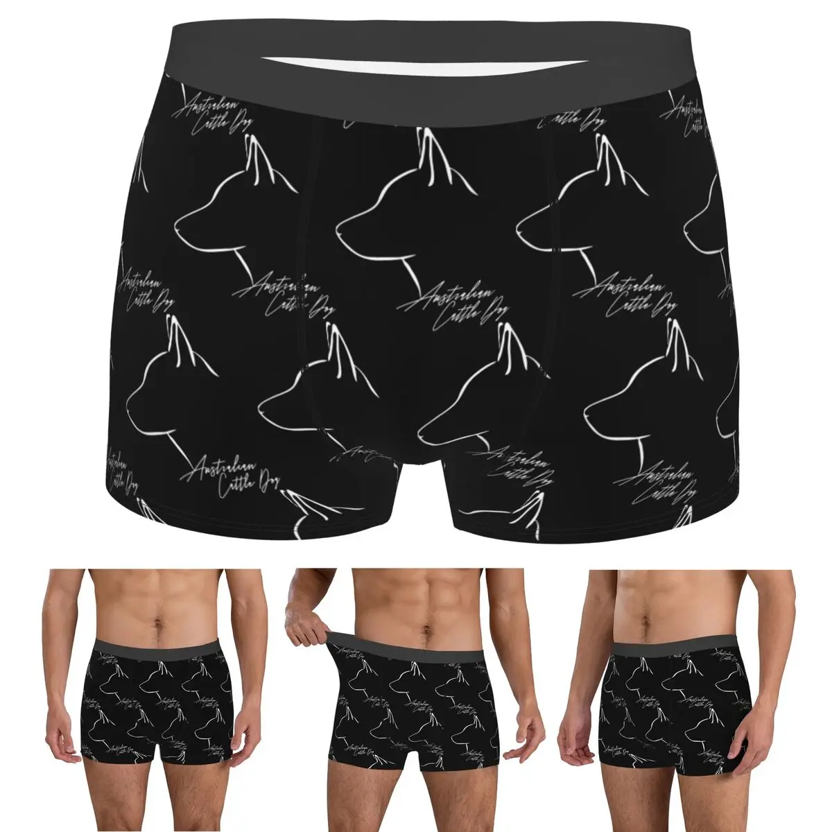 Boxer Underpants Shorts Australian Cattle Dog Dog Mom Profile Panties Male Soft Underwear for Homme Man Boyfriend Gifts