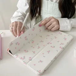 Simple flowers With Pencil Holder Funda for New iPad Air 5th 4th Generation 10.9 iPad Pro 11 10.2 8 9th Air3 pro10.5 10th Case