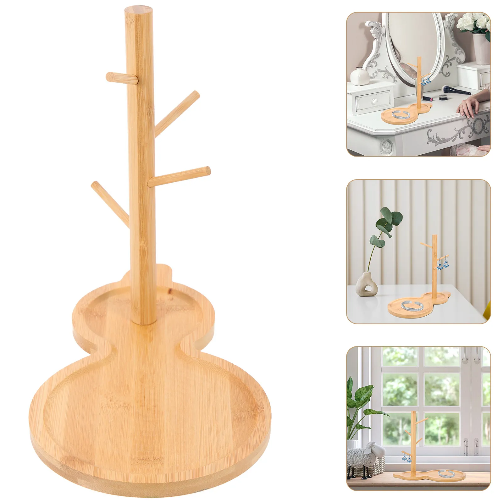 

Jewelry Display Stand Wooden Organizer Necklace Rack Earring Holder Home Storage Decorative Jewelry Showing Stand