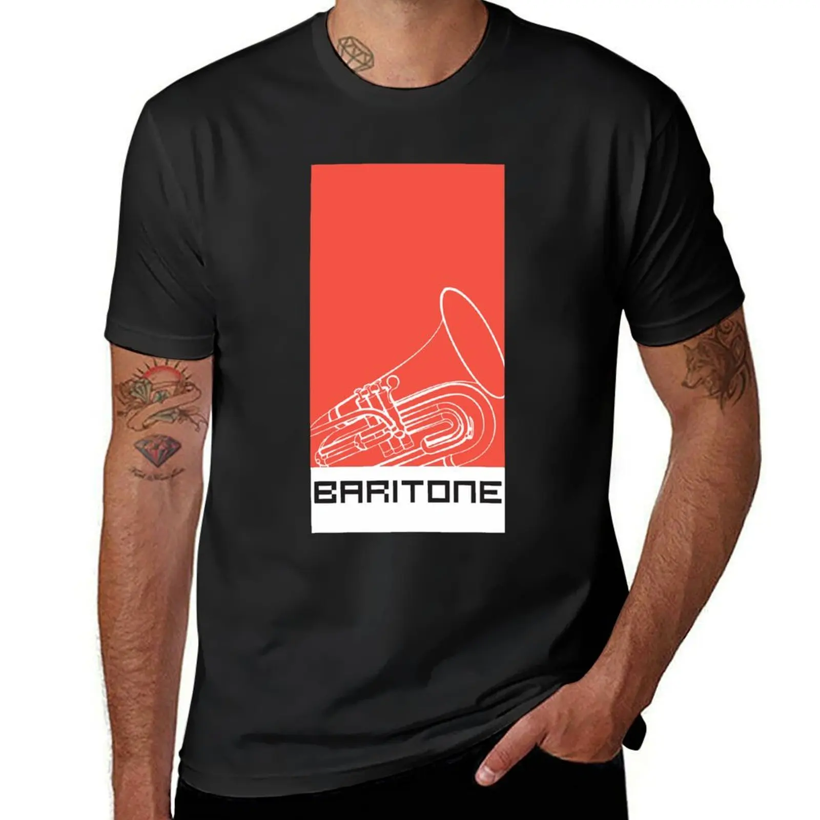 BARITONE INSTRUMENT IN COLOURFULL design T-shirt vintage customs quick-drying men t shirt