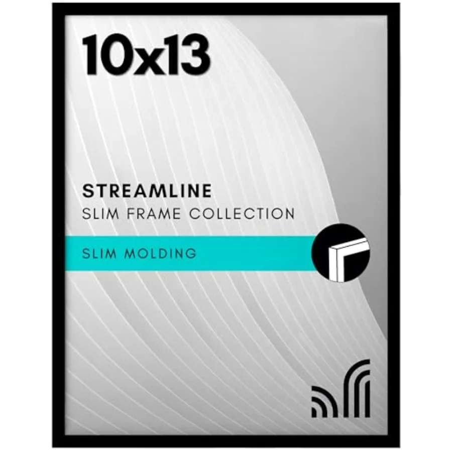 10x13 Picture Frame with Shatter-Resistant Glass - Streamline Collection - Thin Border Photo Frame for Tabletop and Wall Displa