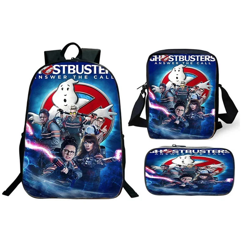 Ghostbusters impressão 3d crianças mochila 3 pçs conjunto crianças estudante bookbag adolescentes meninos menina anime mochila halloween g mn4