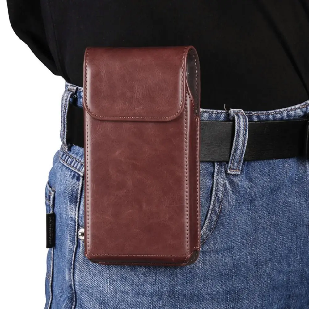 Belt Clip Sleeve Cell Phone Holder PU Leather Multi Purpose Mobile Phone Pouch Bag Portable Retro Protective Waist Bag Belt Bag