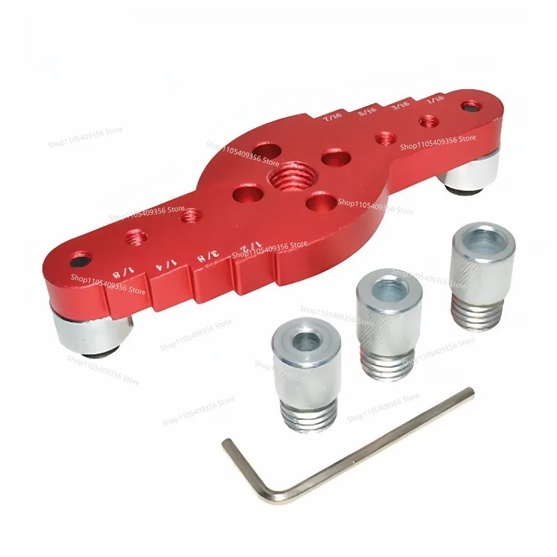 Board Punching and Scribing 2-in-1 Tool Woodworking Center Punching Positioner, Imperial Line Drawing Device 6/8/10 Mm