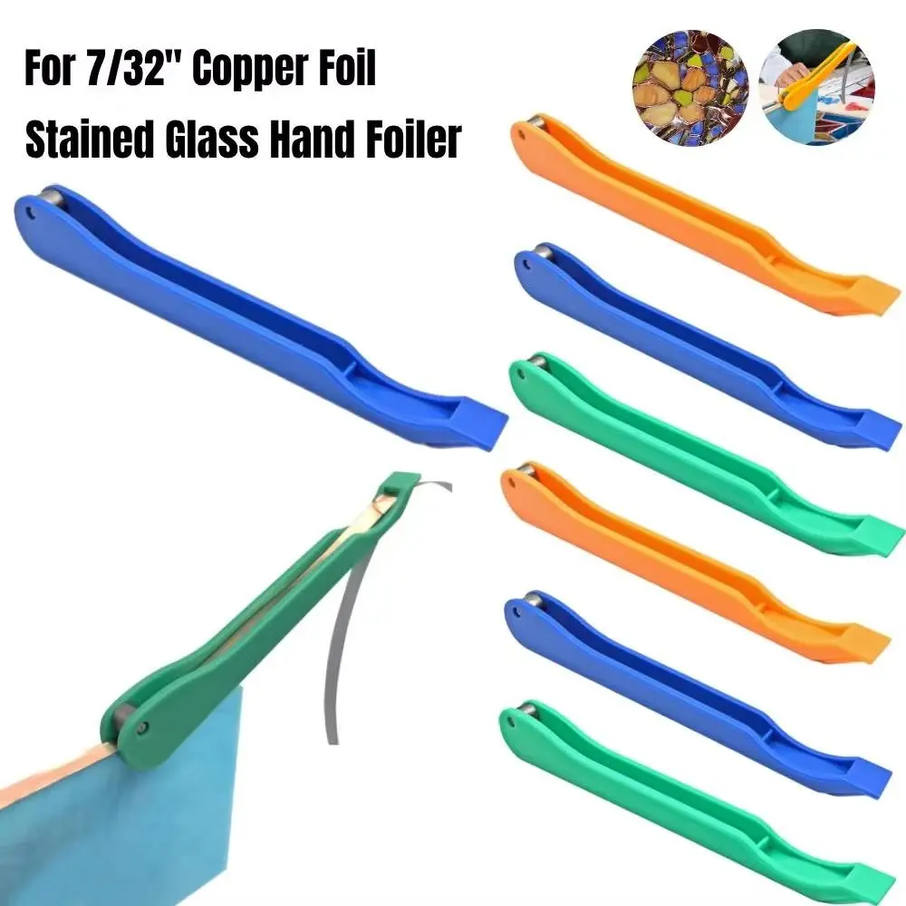 Plastic Tained Glass Hand Foiler Sturdy Durable Manual Foiling Tool Guide Groove Smooth The Edges Hand Foiler Colored Glass