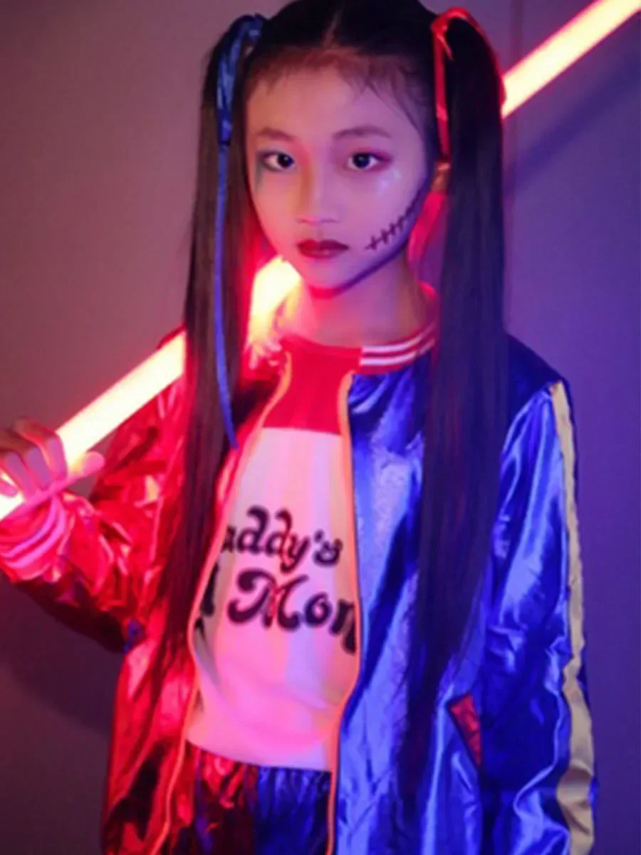 

2026 Top Quality Girls Suicide Cosplay Costumes Squad Monster Stitched Jacket Pants Sets Halloween Costume