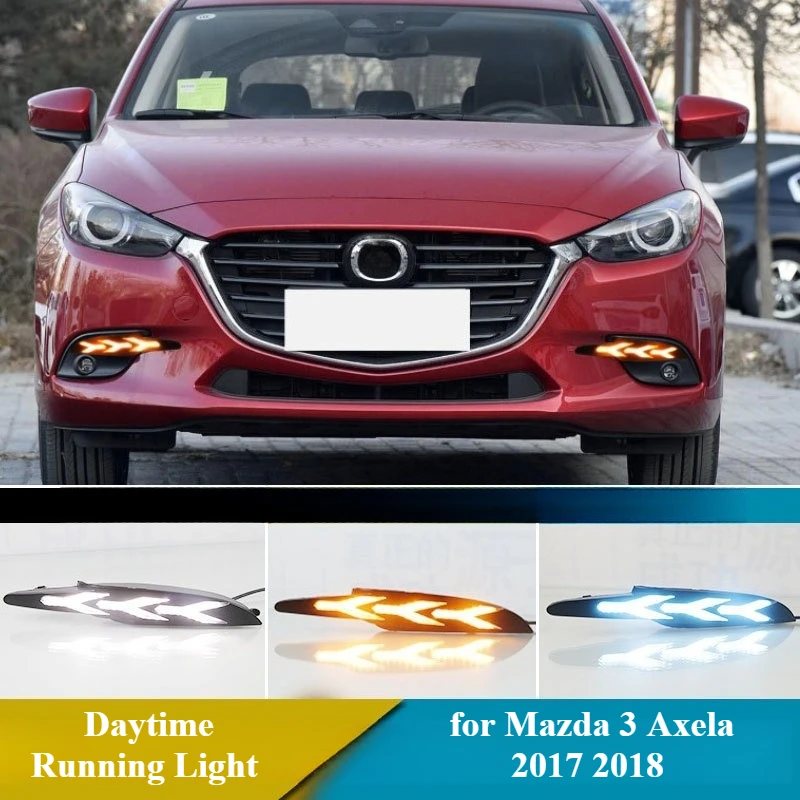 

for Mazda 3 Axela‌ 2017 2018 Car Led Daytime Running Lights Streamer Steering Modified DRL Front Bumper Fog Lamp 12V Daylights
