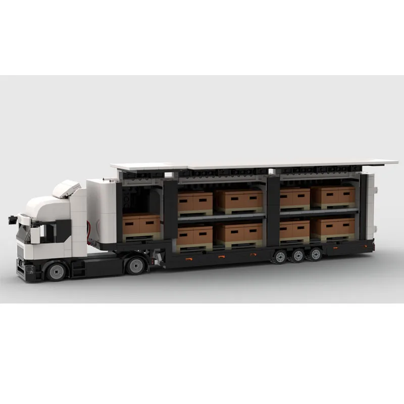 MOC-221200 Building Blocks Low-Level Tractor Double-Decker Trailer Model 957 PCS Children Birthday Christmas New Year Toy Gift