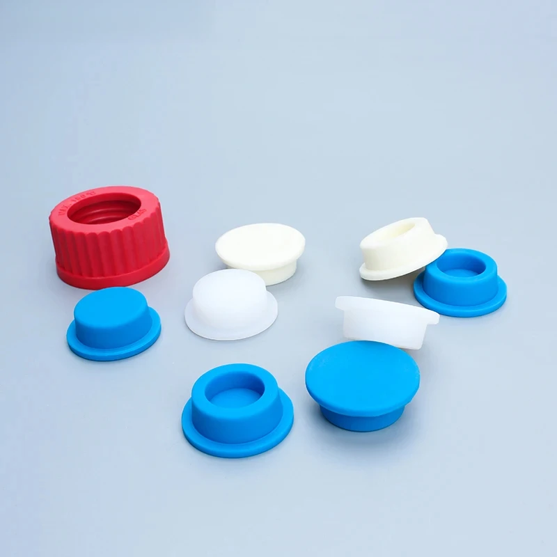 Gl45 Reagent Blue Cap Bottle Stopper Milky White Foaming Laboratory Silica Gel Tube Plug Anaerobic