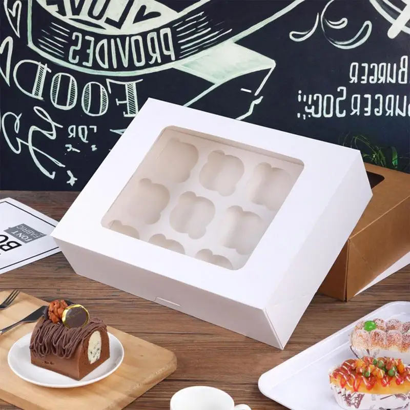 Cupcake Packaging Box Cupcake Containers Pastry With Window Bakery Boxes Candy Boxes Carriers Convenient Bakery Cake Box For