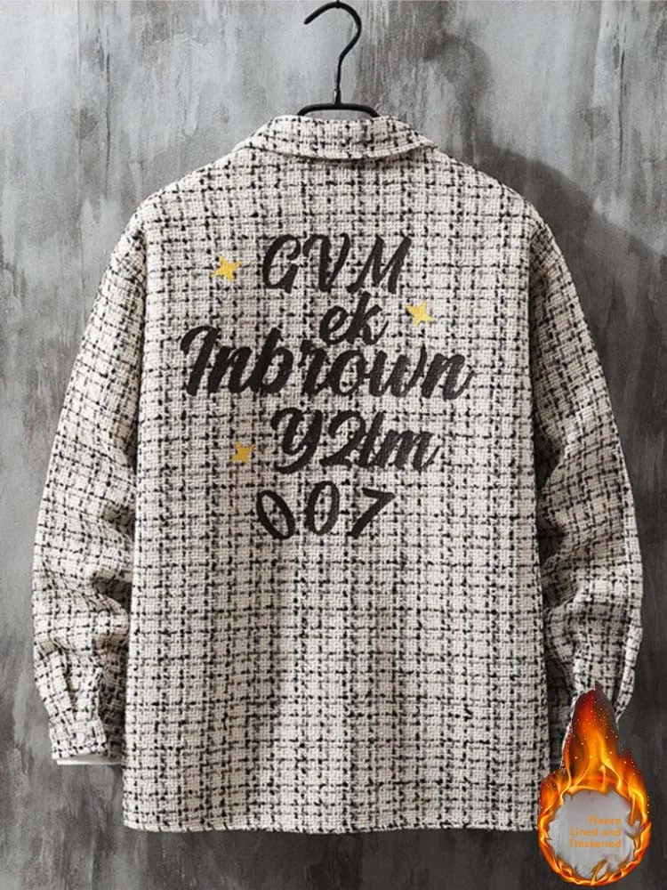 

Oversize Fce Lined Long Sve irt Jaet Men's Spring Autumn Sle High Faion Flap Collar Casual Wear Resistant Wearing