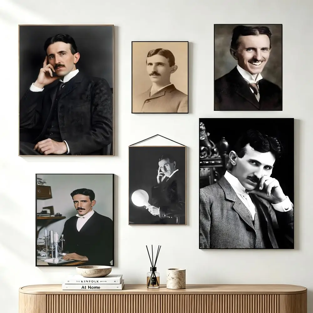 Visionary Inventor N-Nikola Tesla Poster Self-Adhesive Wall Art HD Print For Dorm Teen Room Decor Gift