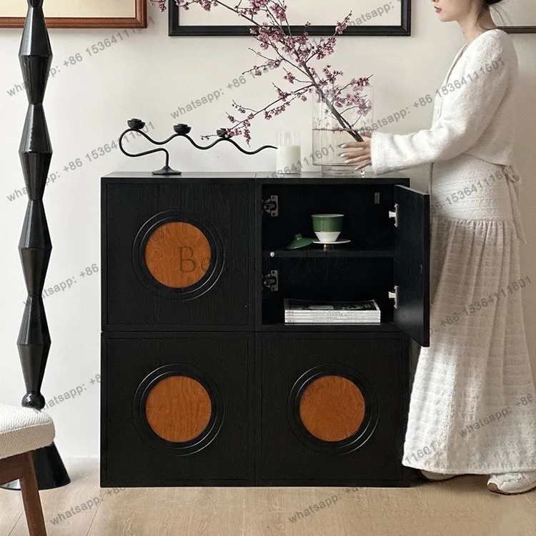 French retro module combination cabinet living room card door storage cabinet