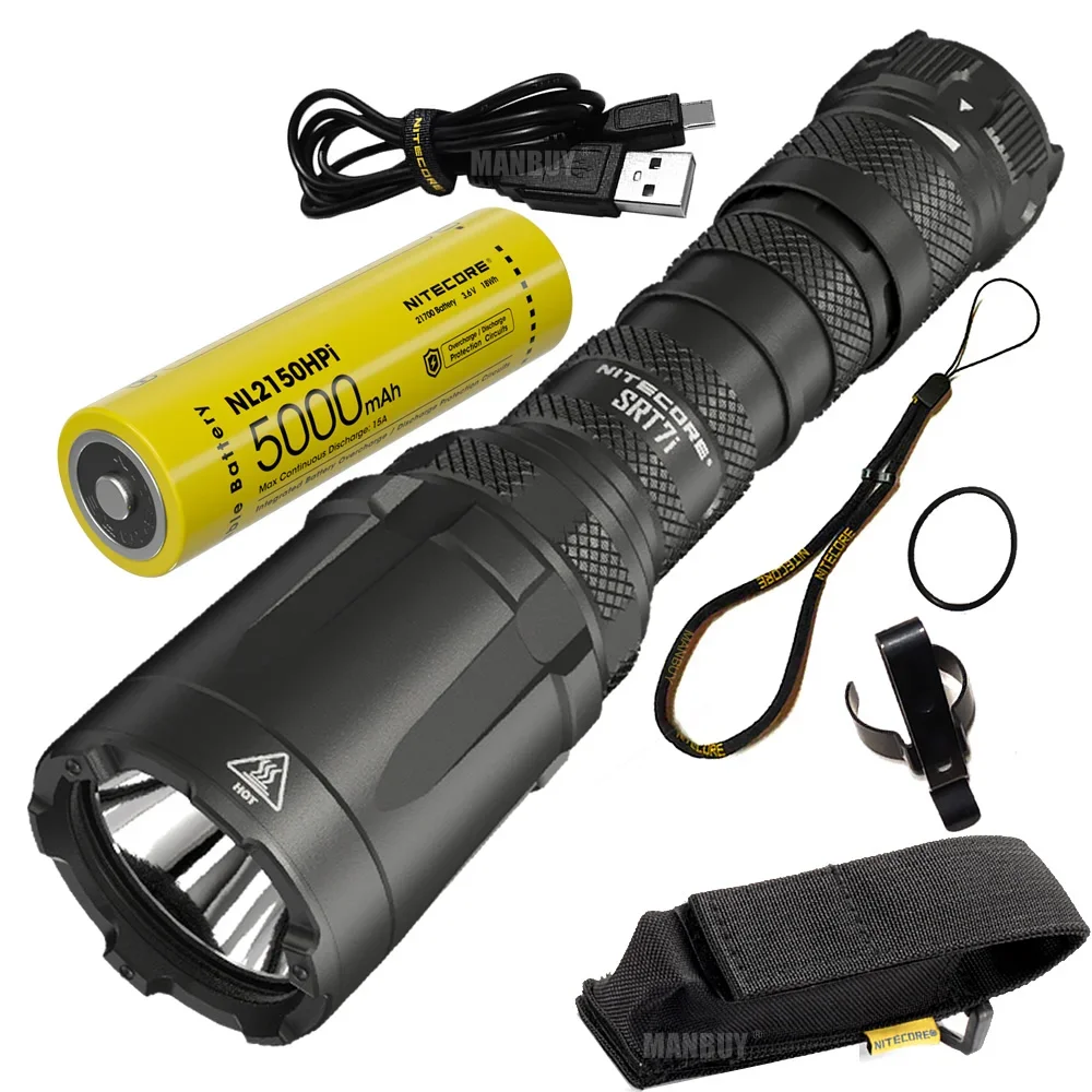 2024 Nitecore SRT7i USB-C Rechargeable Tactical Flashlight Smart Ring 3000 LMs Outdoor Rescue Search Torch 5000mAh 21700 Battery