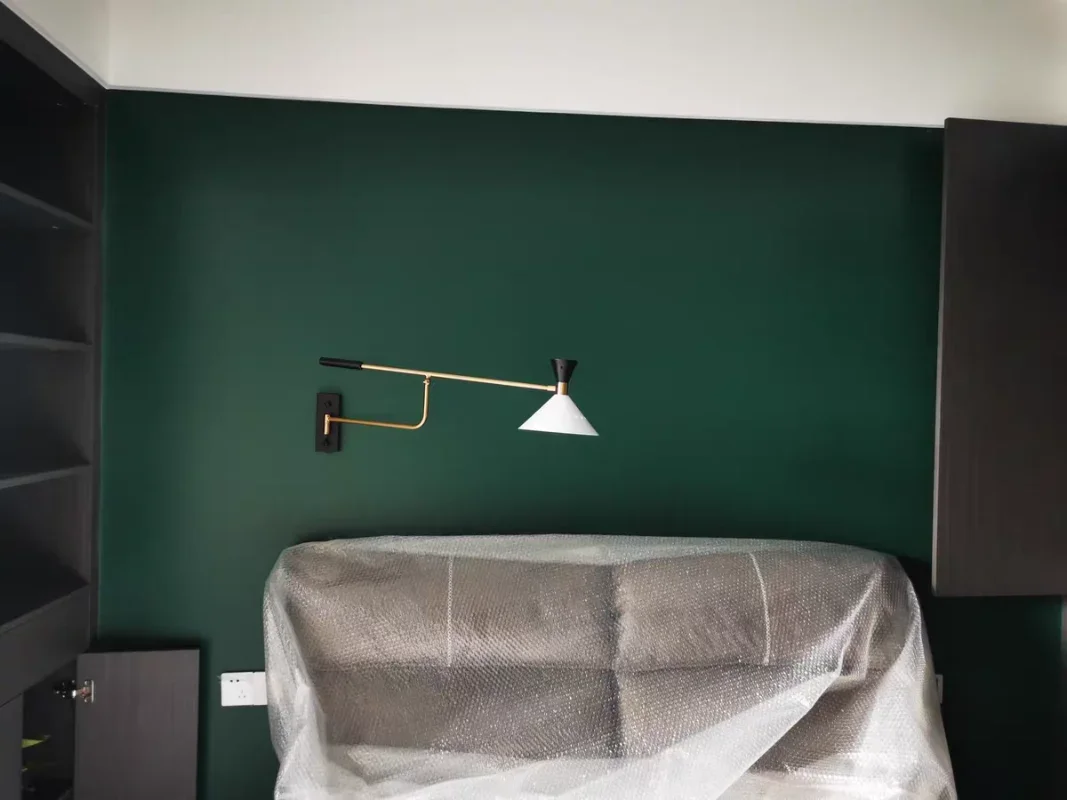 American Long Arm Wall Light Bedroom Sconce Adjustable Study Reading Lamp E27 Gold White Black Metal 110-220V Surface Mount