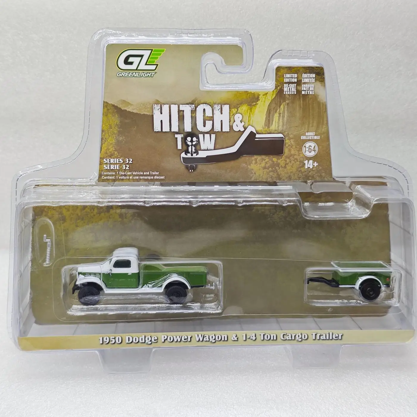 

GreenLight 1:64 Hitch & Tow Series 32 -1950 Dodge Power & Trailer 32320-A Simulation alloy car model collection gift