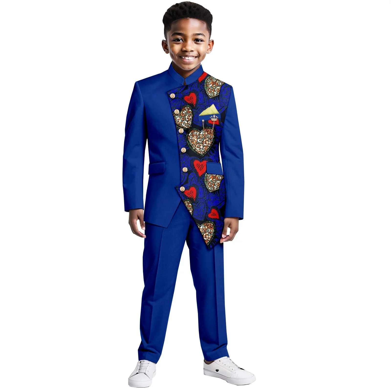African Clothes for Kids Formal Suits Boys Outfits Blazer Dashiki Print Top and Pant Sets Bazin Riche Children Outwear