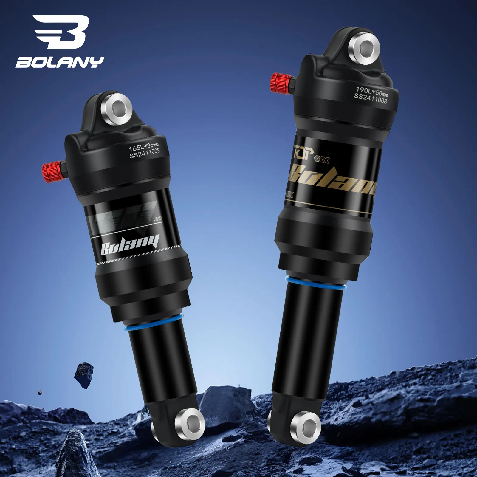 

BOLANY Adjustable Mountain Bike Rear Shock Absorber 550lbs Coil Spring Suspension MTB Bicycle Air Shock 165/190mm Bike Parts