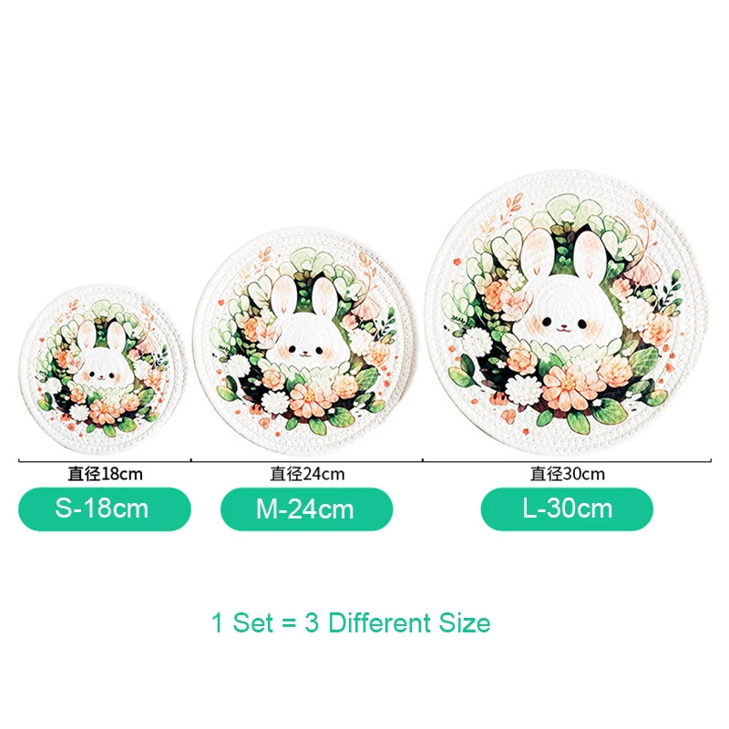 Set of 3 Round Placemats and Coasters Braided Woven Place Mats Easter Heat Resistant Table Mats and Coasters for Dining Table
