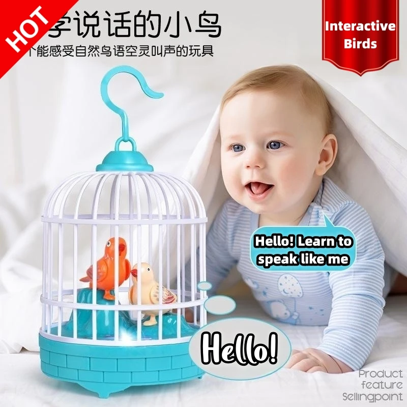 Learn to speak Inductive Sound Voice Control Bird Cage Children Simulation Birdcage Light Music festival birthday Kid gift Toy