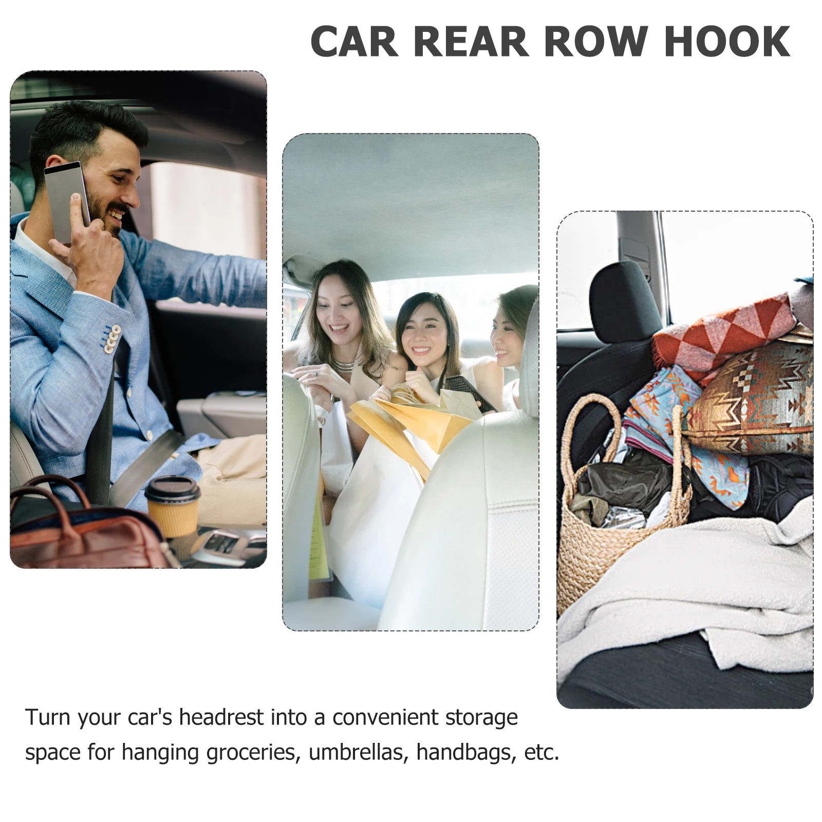 

4 Pcs Car Rear Headrest Hooks Stainless Steel Seatback Organizers for Coat Storage Backseat Accessories Space Saving Travel