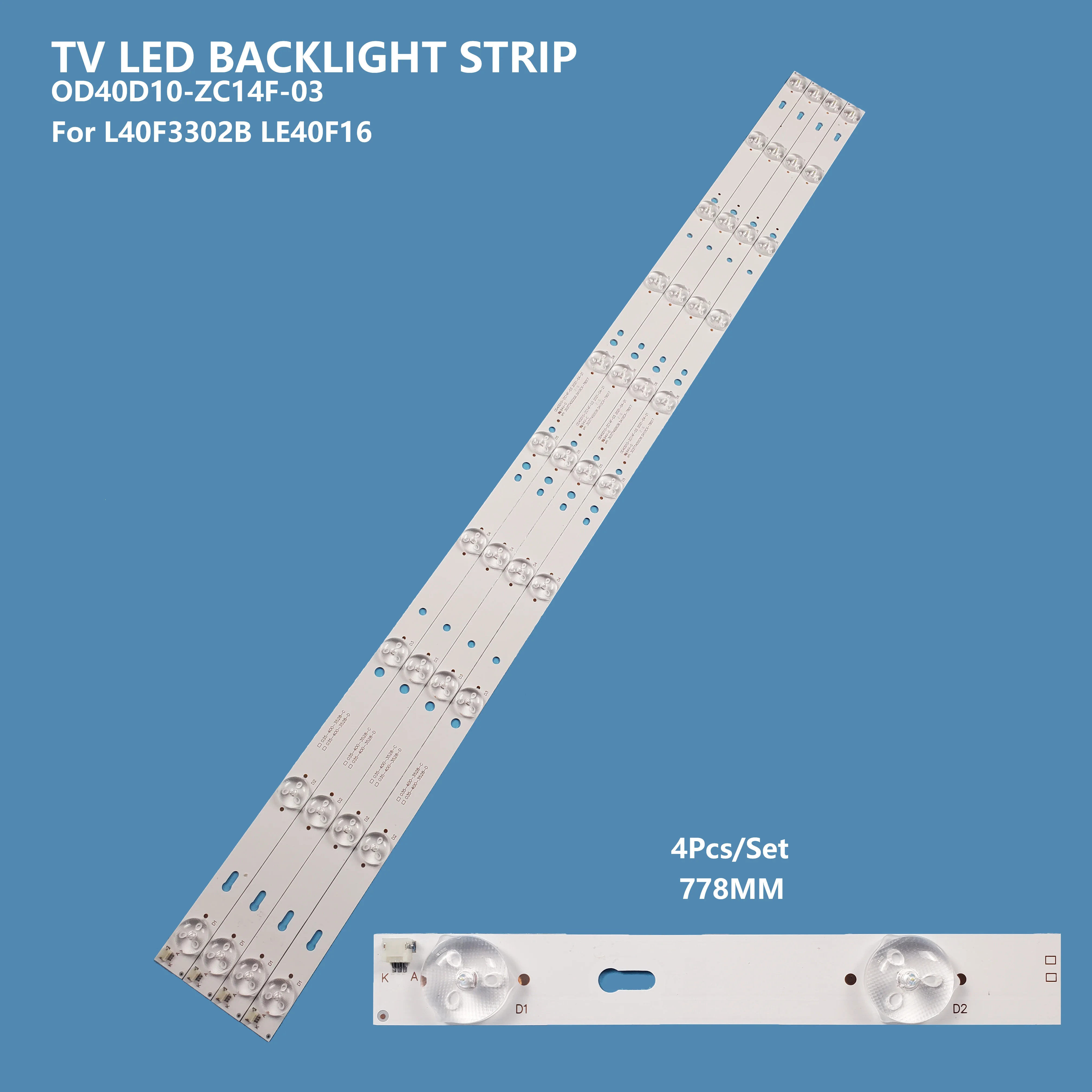 Barra de luz LED para retroiluminación de TV, accesorio de reparación para PANDA de 32 pulgadas, 0D40D10-ZC14F-02 01 03 303TT400035/4/10, LE40F16, 4 unidades por juego