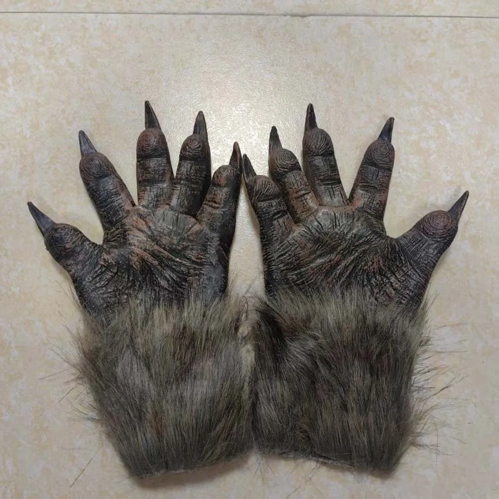 Party Props Creepy Halloween Gloves Latex Flexible Werewolf Hands Textured Durable Beast Claws Masquerade
