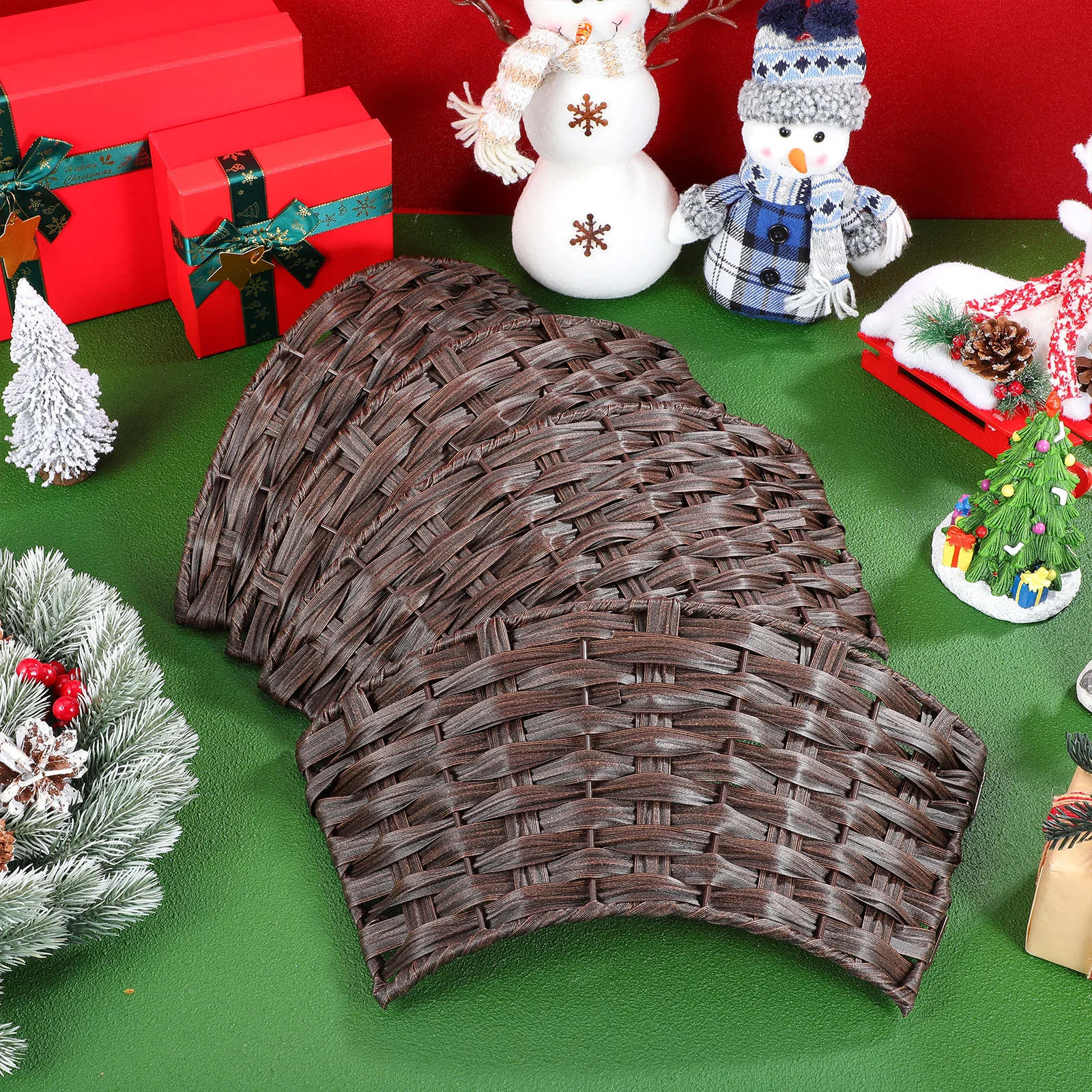 

Christmas Tree Skirt Plastic Rattan Basket Cover For Artificial Trees Farmhouse Holiday Decor Party Decoration Xmas Tree Collar
