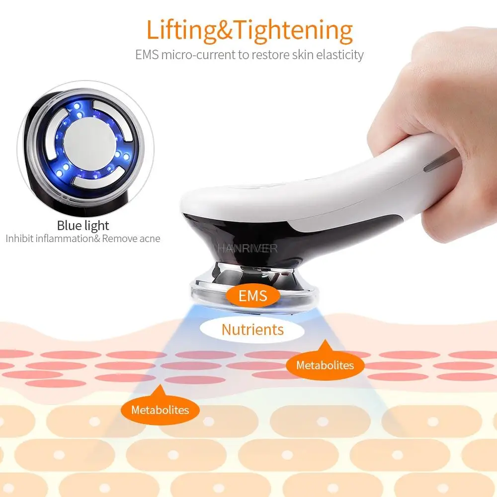Masajeador Facial EMS, terapia de luz LED, vibración sónica, eliminación de arrugas, estiramiento de la piel, tratamiento fresco y caliente, dispositivo de belleza para el cuidado de la piel