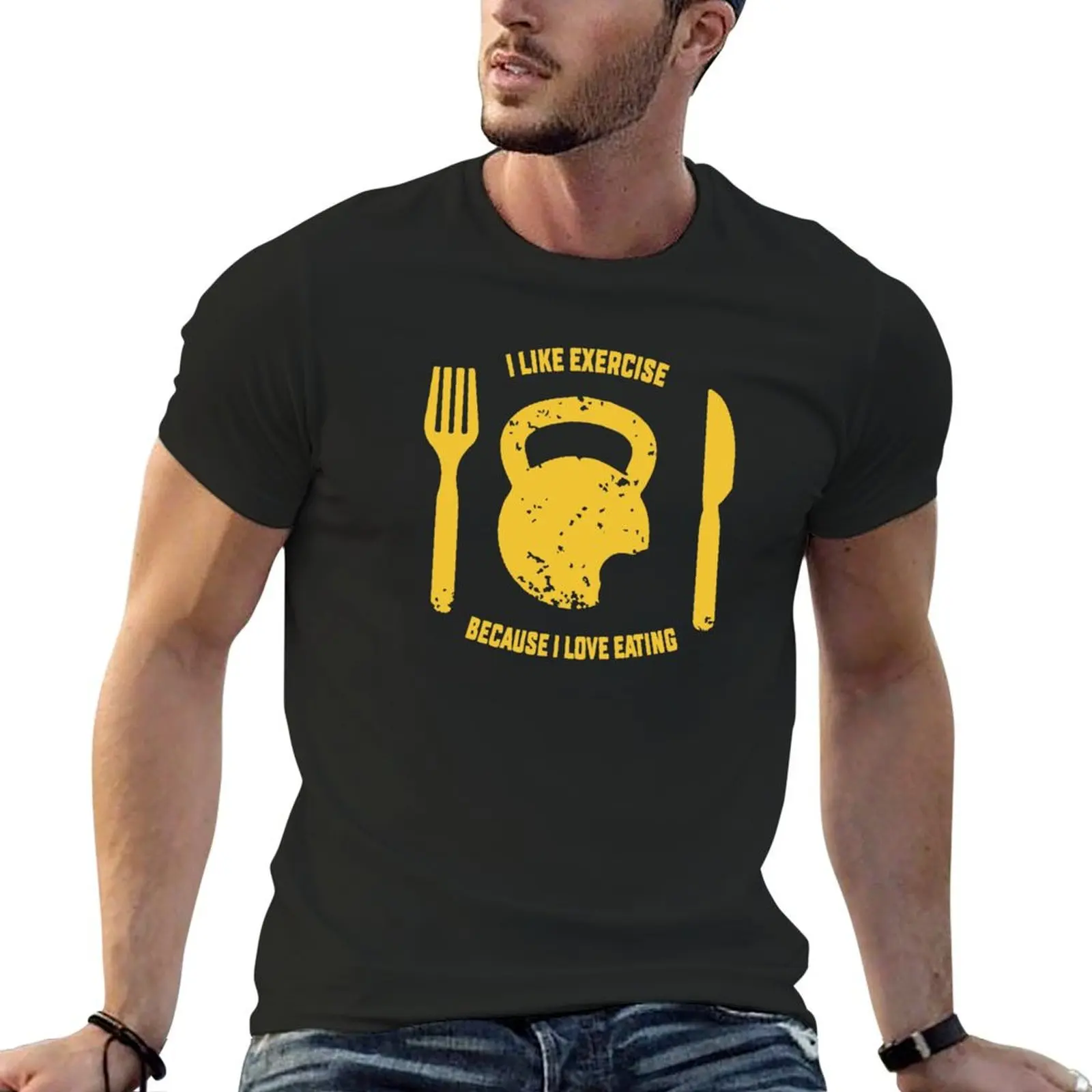 

i love exercise because i love eating T-Shirt plus sizes Aesthetic clothing Men's t shirts