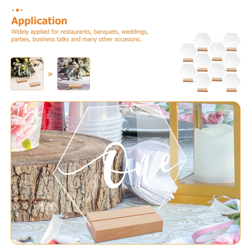 

10Sets Acrylic Place Cards Hexagonal Design for Table Numbers Wedding Decor Acrylic Sign Table Numbers Wedding Supplies