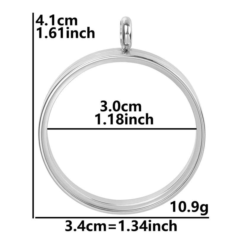 1Pc Round Coin Holder Floating Medallion Pendant, DIY Locket