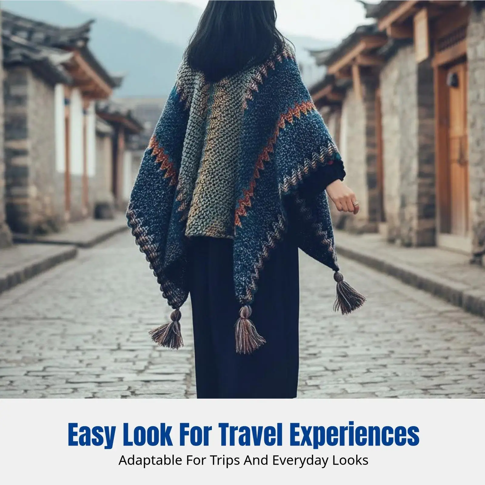 Ethnic Cape, Travel Shawl, Bohemian Women's Poncho, Scarf