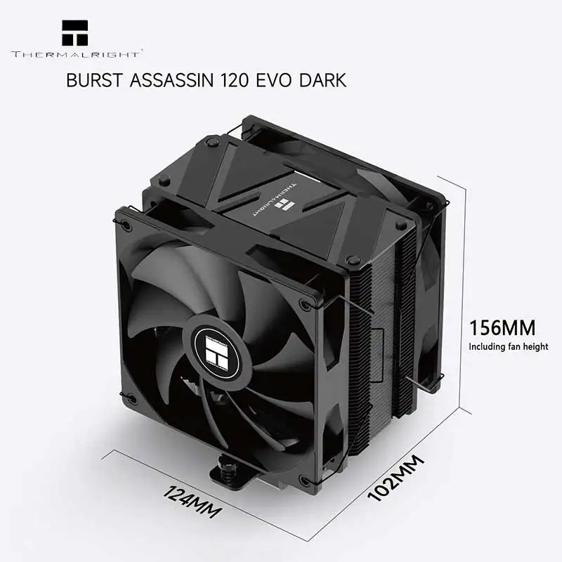 Thermalright TL-BA120 EVO DARK 6 heat pipe 156MM CPU air cooling cooler single tower dual fans supports LGA1700 AMD AM5