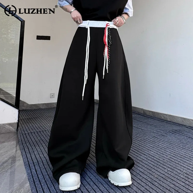 

LUZHEN 2025 новые модные мешковатые красивые широкие уличные брюки мужские повседневные брюки с эластичной резинкой на талии JY1361