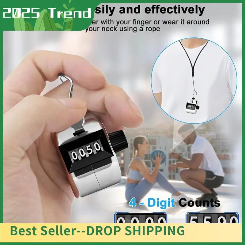 2 Pack Clicker Counter Hand Tally Counter Clicker, 4 Digit Mechanical Palm Click Counter Forcoaching, Sports Events
