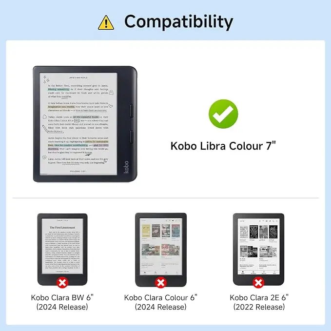 Clear Case for Kobo Libra Colour/Libra 2 eReader Case 7 inch Reinforced Corners Cover Compatible Kobo Case