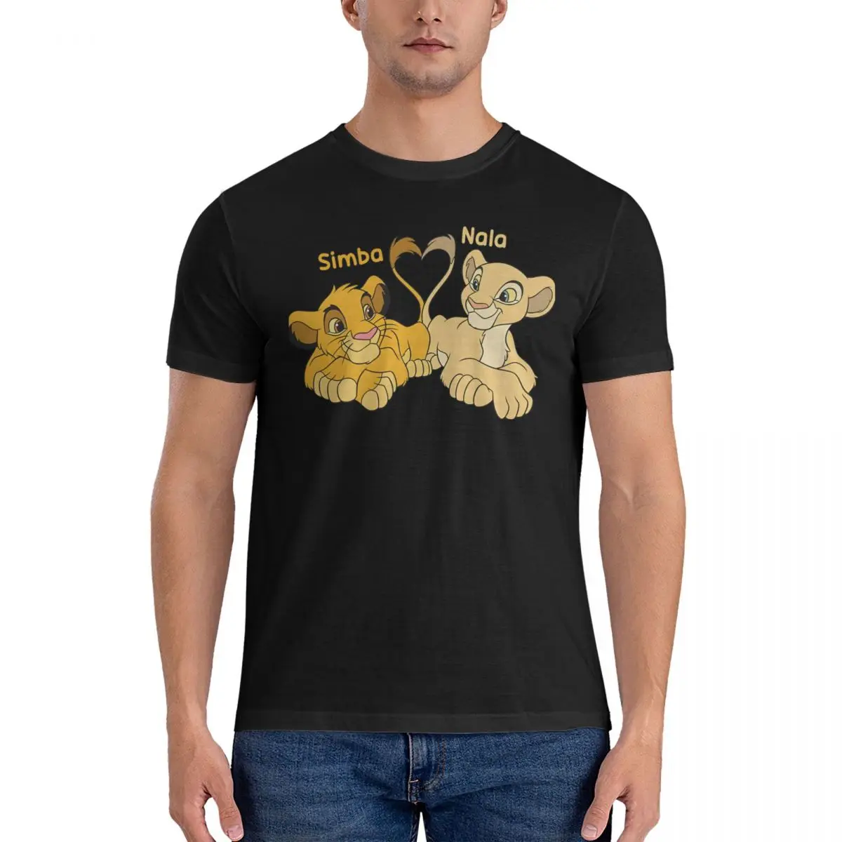 Cute Simba And Nala Disney Movie T-Shirt Men The Lion King Simba Funny 100% Cotton Tee Shirt Crewneck Short Sleeve T Shirt