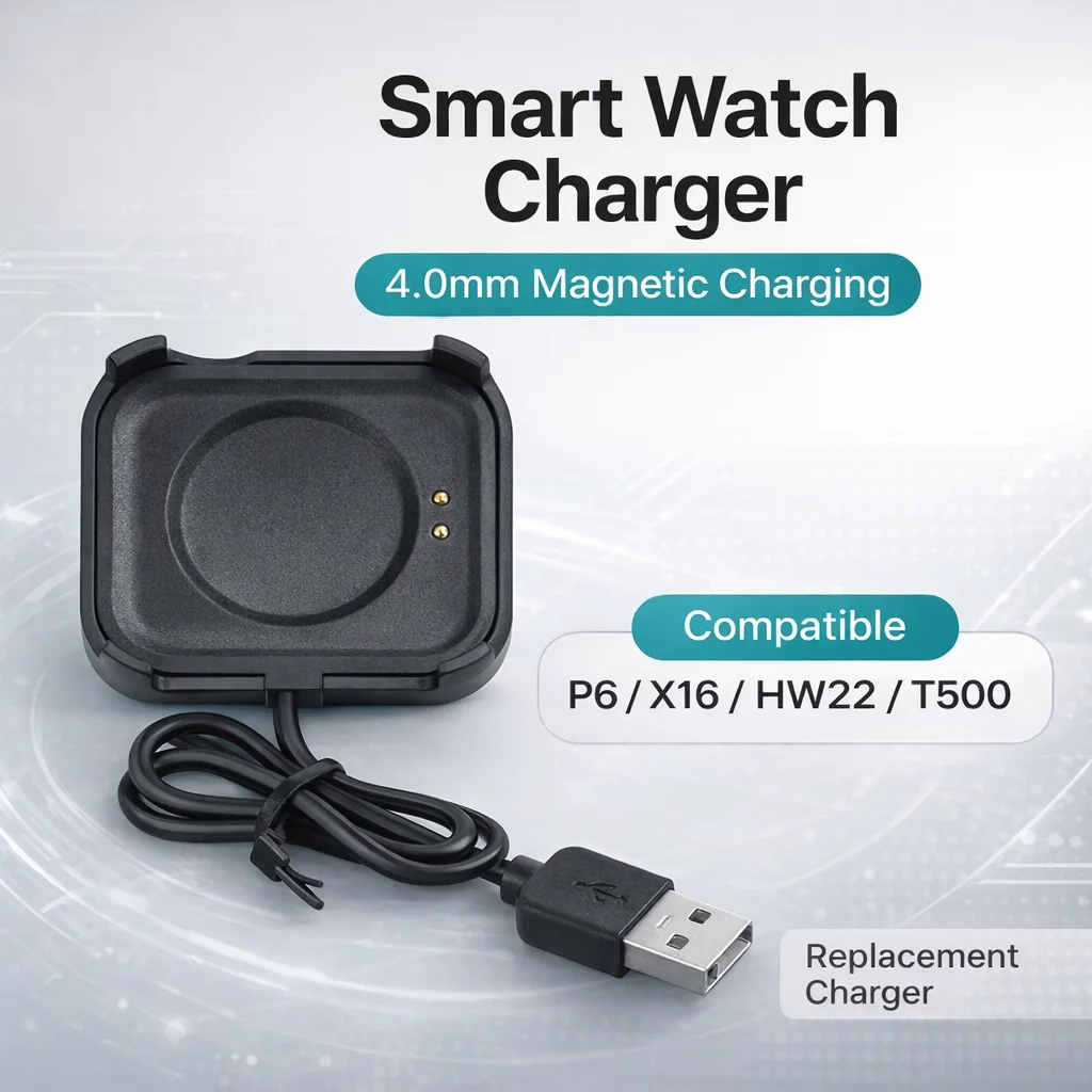 

Magnetic Smart Watch Charger 4.0mm USB Charging Cable Dock For P6 X16 HW22 T500 Plus X8 Plus Smartwatch Replacement Charger