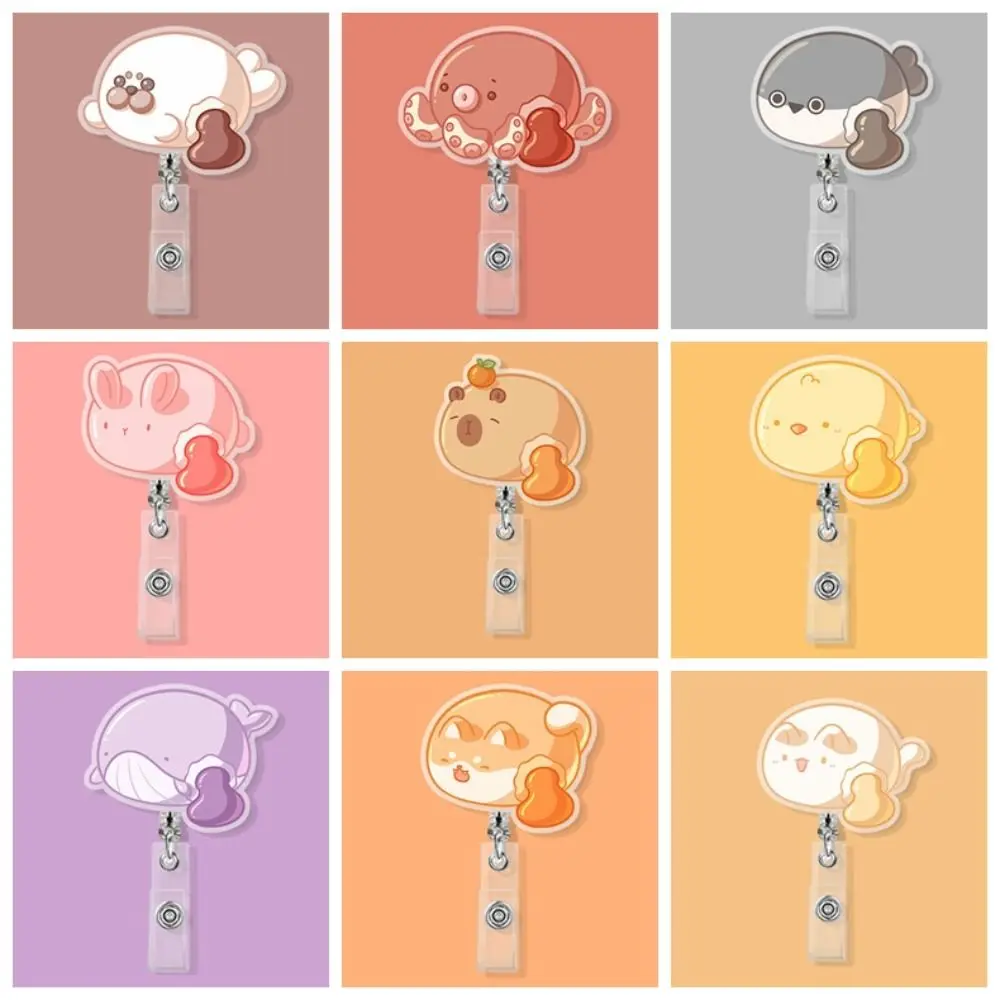 Animal Style Dumplings Animals Badge Reel Dumplings Cat Cartoon Retractable Badge Reel Creative Cartoon Animal